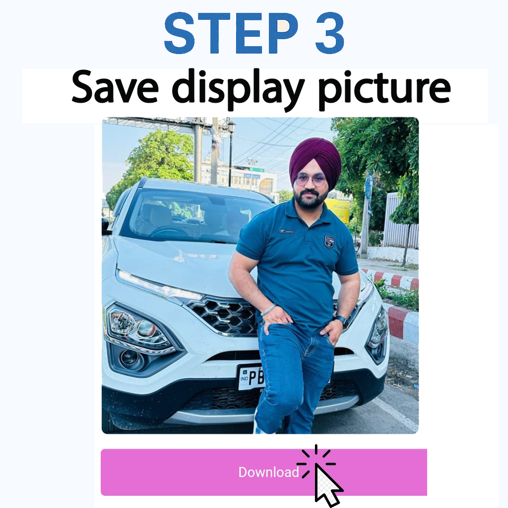 The profile picture DP will appear in full size, click on the download button to save it