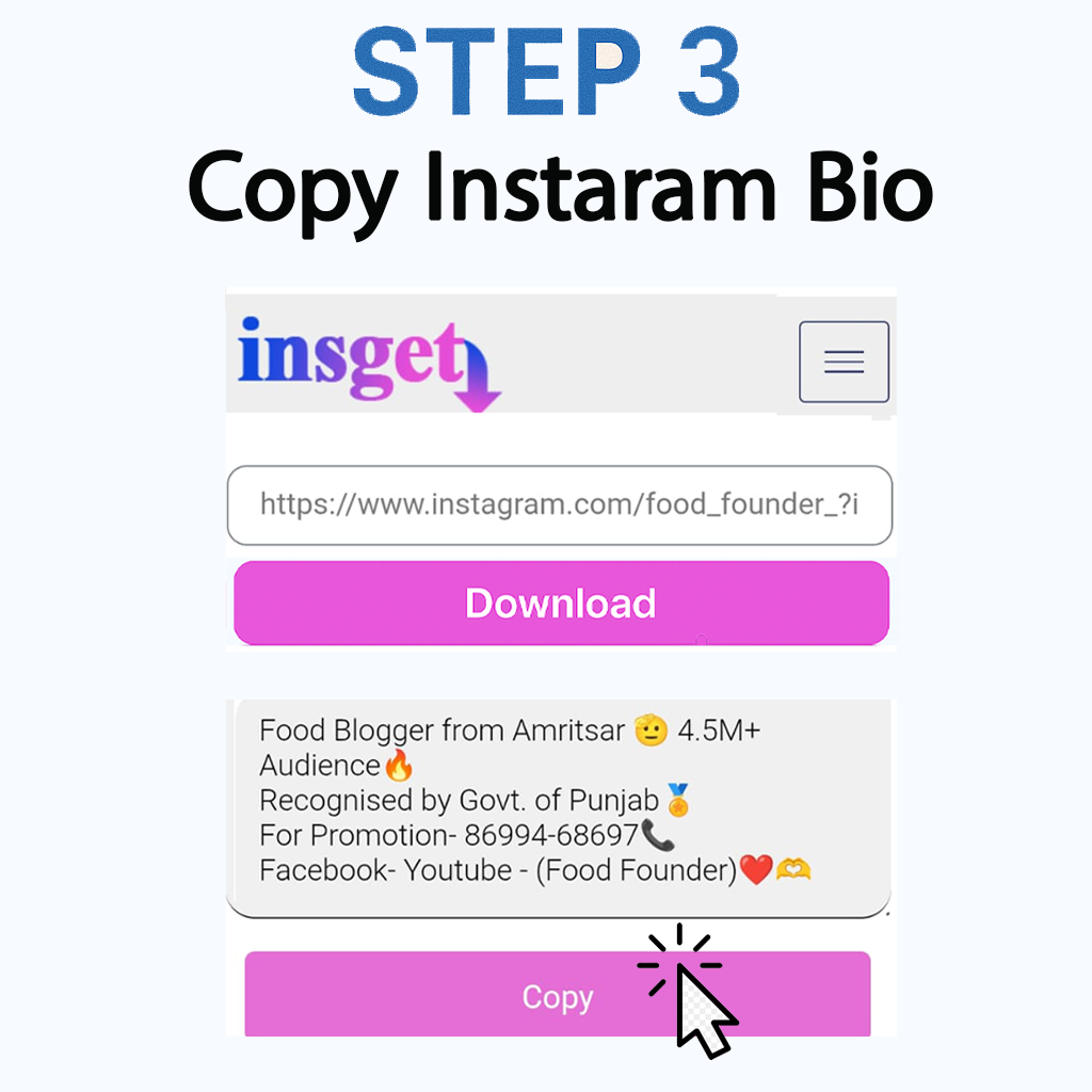 Copy Instagram Biography in one click For Free