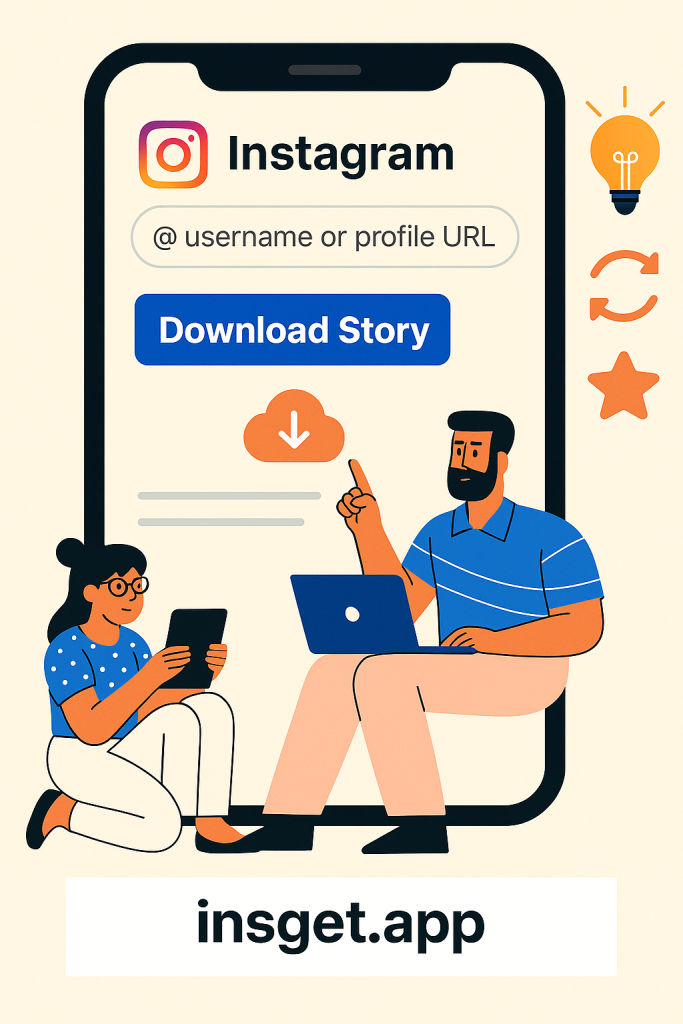 how work Instagram Story Downloader clip art