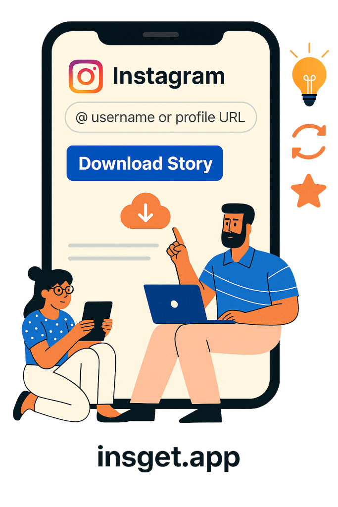how work Instagram Story Downloader clip art